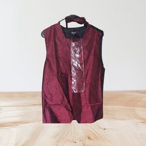 Alizeal Burgundy Paisley Vest with Tie, Bow Tie And Pocket Square